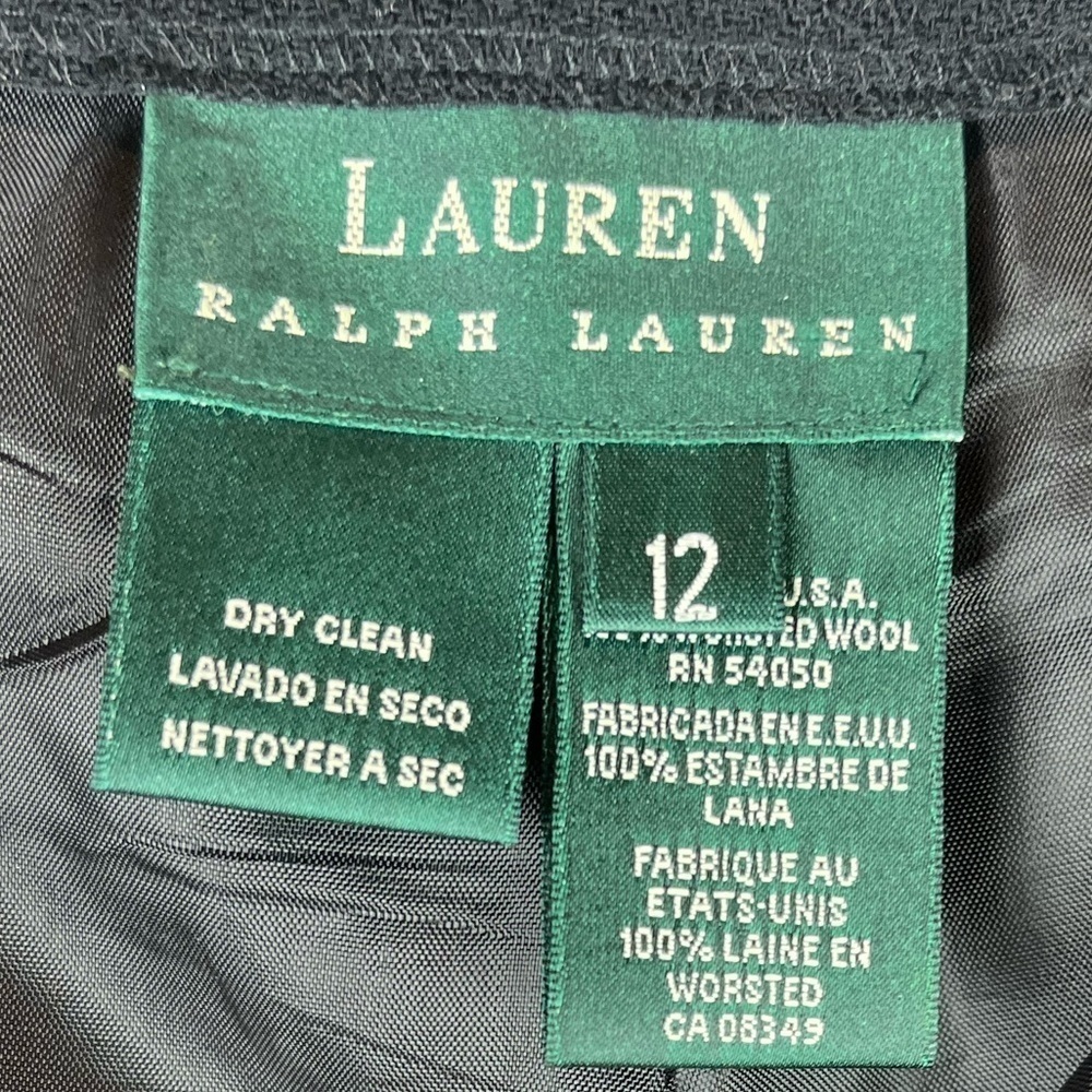 LAUREN RALPH LAUREN 100% Wool Black Pants Trousers Size 12 - Picture 7 of 12